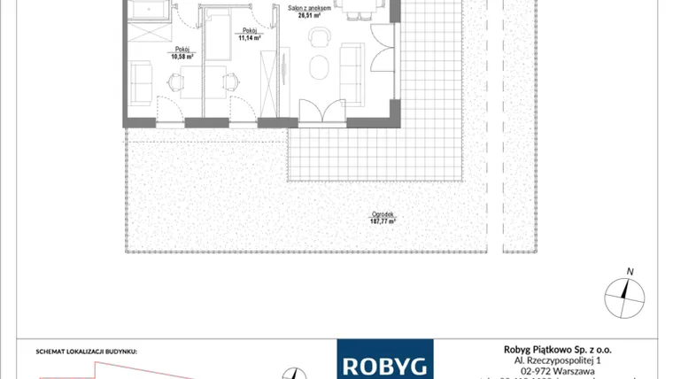 Rzut - Mieszkanie na sprzedaż 4 pokoje o powierzchni 82,78 m² - numer H1_0M05 w Piątkowo Residence etap II
