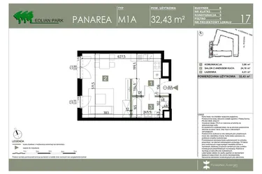 Rzut - Mieszkanie na sprzedaż 1 pokój o powierzchni 32,43 m² - numer B_17 w Panarea