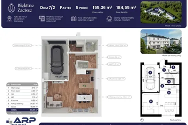 Rzut - Dom na sprzedaż 5 pokoi o powierzchni 184,55 m² - numer 7.2 w Błękitne Zacisze
