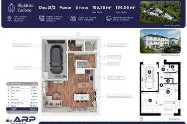 Rzut - Dom na sprzedaż 5 pokoi o powierzchni 184,55 m² - numer 21.2 w Błękitne Zacisze