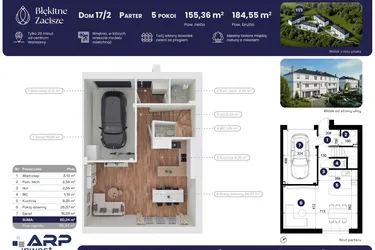 Rzut - Dom na sprzedaż 5 pokoi o powierzchni 184,55 m² - numer 17.2 w Błękitne Zacisze