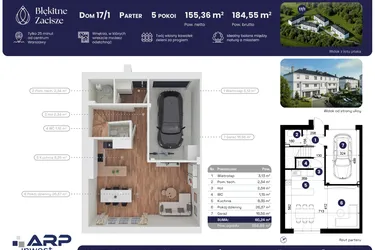 Rzut - Dom na sprzedaż 5 pokoi o powierzchni 184,55 m² - numer 17.1 w Błękitne Zacisze