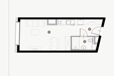 Rzut - Mieszkanie na sprzedaż 1 pokój o powierzchni 27,62 m² - numer I.4.2 w Tuwima Apartments