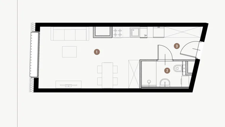 Rzut - Mieszkanie na sprzedaż 1 pokój o powierzchni 27,62 m² - numer I.4.2 w Tuwima Apartments