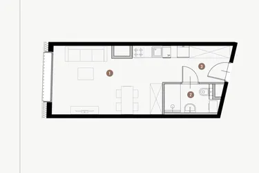 Rzut - Mieszkanie na sprzedaż 1 pokój o powierzchni 28,33 m² - numer I.6.2 w Tuwima Apartments