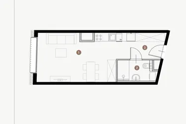 Rzut - Mieszkanie na sprzedaż 1 pokój o powierzchni 28,34 m² - numer I.7.2 w Tuwima Apartments