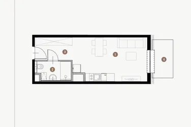 Rzut - Mieszkanie na sprzedaż 1 pokój o powierzchni 26,96 m² - numer II.7.14 w Tuwima Apartments