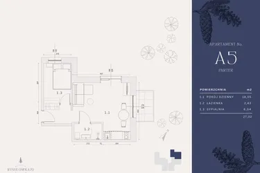 Rzut - Mieszkanie na sprzedaż 3 pokoje o powierzchni 27,02 m² - numer A5 w Rysulówka 70