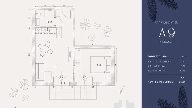 Rzut - Mieszkanie na sprzedaż 3 pokoje o powierzchni 30,12 m² - numer A9 w Rysulówka 70