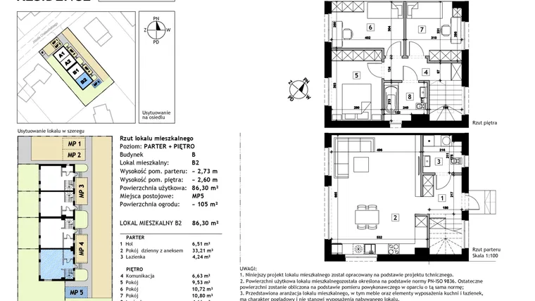 Rzut - Mieszkanie na sprzedaż 4 pokoje o powierzchni 86,3 m² - numer B2 w Nowosolna Residence