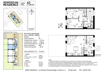 Rzut - Mieszkanie na sprzedaż 3 pokoje o powierzchni 71,38 m² - numer A2 w Nowosolna Residence