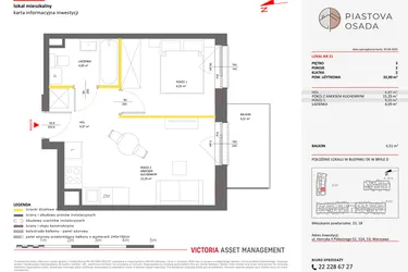 Rzut - Mieszkanie na sprzedaż 2 pokoje o powierzchni 33,9 m² - numer D.21 w Piastova Osada