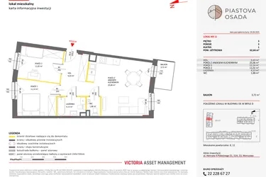 Rzut - Mieszkanie na sprzedaż 3 pokoje o powierzchni 62,66 m² - numer D.11 w Piastova Osada