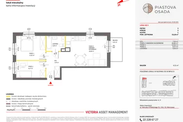 Rzut - Mieszkanie na sprzedaż 3 pokoje o powierzchni 53,28 m² - numer D.9 w Piastova Osada