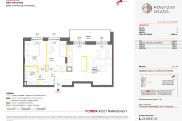 Rzut - Mieszkanie na sprzedaż 3 pokoje o powierzchni 59,33 m² - numer E.63 w Piastova Osada