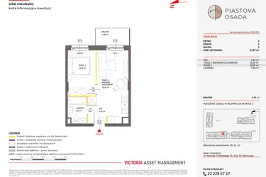 Rzut - Mieszkanie na sprzedaż 2 pokoje o powierzchni 33,97 m² - numer E.65 w Piastova Osada