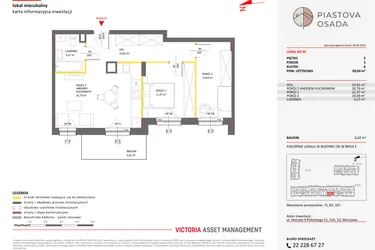 Rzut - Mieszkanie na sprzedaż 3 pokoje o powierzchni 58,04 m² - numer E.95 w Piastova Osada