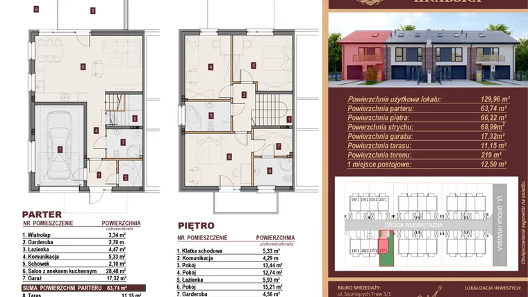 Rzut - Dom na sprzedaż 4 pokoje o powierzchni 129,96 m² - numer 17/1 w Dzielnica Hrabska etap V