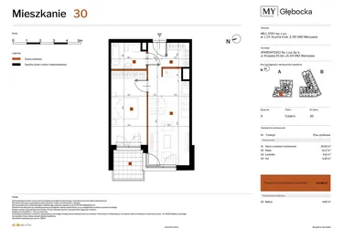 Rzut - Mieszkanie na sprzedaż 2 pokoje o powierzchni 44,98 m² - numer 30 w MY Głębocka