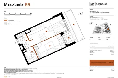 Rzut - Mieszkanie na sprzedaż 2 pokoje o powierzchni 44,75 m² - numer 55 w MY Głębocka