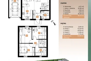 Rzut - Dom na sprzedaż 4 pokoje o powierzchni 122,71 m² - numer 2 w Osiedle Leśne Bulwary