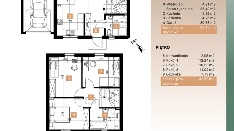 Rzut - Dom na sprzedaż 4 pokoje o powierzchni 122,71 m² - numer 2 w Osiedle Leśne Bulwary