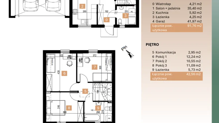 Rzut - Dom na sprzedaż 4 pokoje o powierzchni 134,32 m² - numer 1 w Osiedle Leśne Bulwary