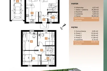 Rzut - Dom na sprzedaż 4 pokoje o powierzchni 122,71 m² - numer 5 w Osiedle Leśne Bulwary