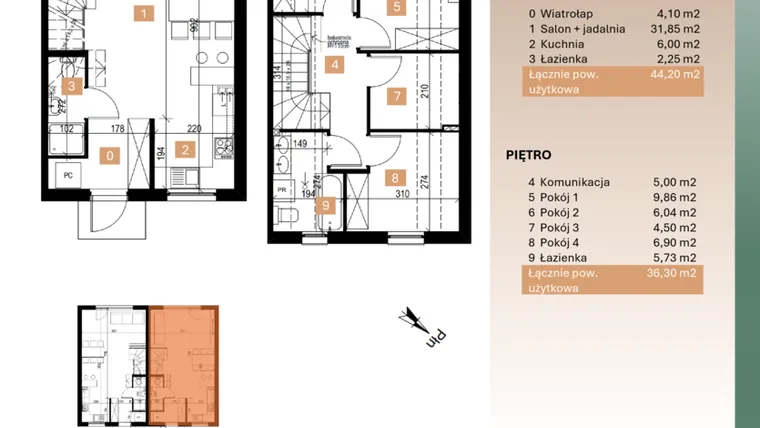 Rzut - Dom na sprzedaż 3 pokoje o powierzchni 80,5 m² - numer 10/1 w Osiedle Leśne Bulwary
