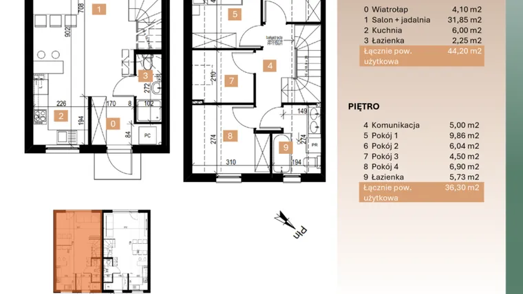 Rzut - Dom na sprzedaż 3 pokoje o powierzchni 80,5 m² - numer 10/2 w Osiedle Leśne Bulwary