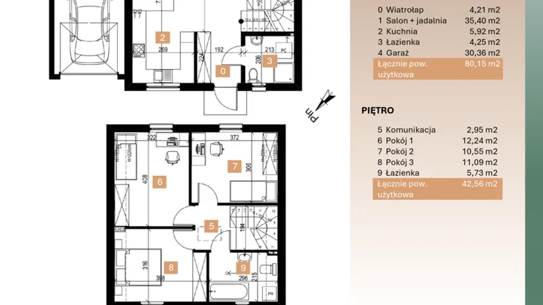 Rzut - Dom na sprzedaż 4 pokoje o powierzchni 122,71 m² - numer 6 w Osiedle Leśne Bulwary