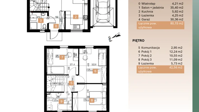 Rzut - Dom na sprzedaż 4 pokoje o powierzchni 122,71 m² - numer 9 w Osiedle Leśne Bulwary