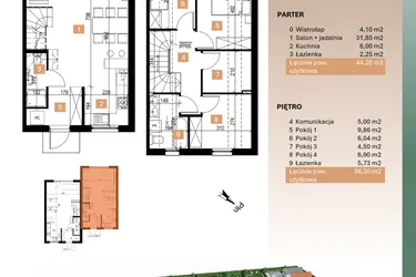 Rzut - Dom na sprzedaż 3 pokoje o powierzchni 80,5 m² - numer 11/1 w Osiedle Leśne Bulwary