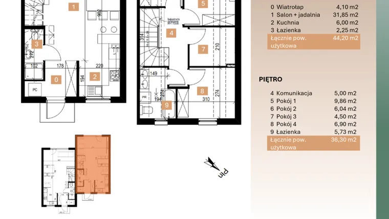 Rzut - Dom na sprzedaż 3 pokoje o powierzchni 80,5 m² - numer 11/1 w Osiedle Leśne Bulwary