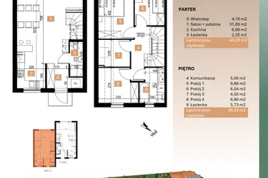Rzut - Dom na sprzedaż 3 pokoje o powierzchni 80,5 m² - numer 11/2 w Osiedle Leśne Bulwary