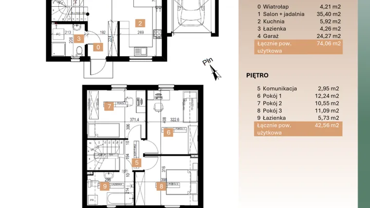 Rzut - Dom na sprzedaż 4 pokoje o powierzchni 116,62 m² - numer 4 w Nova Karolina