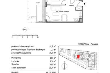 Rzut - Mieszkanie na sprzedaż 2 pokoje o powierzchni 41,1 m² - numer 1.1.2. w Dywizjonu 303