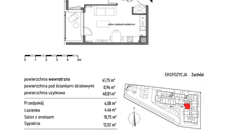 Rzut - Mieszkanie na sprzedaż 2 pokoje o powierzchni 41,75 m² - numer 2.4.9. w Dywizjonu 303