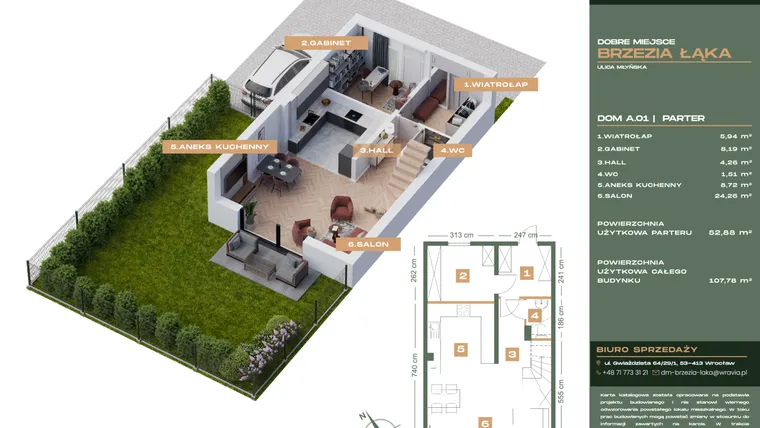 Rzut - Dom na sprzedaż 5 pokoi o powierzchni 107,79 m² - numer A.01 w Dobre Miejsce Brzezia Łąka
