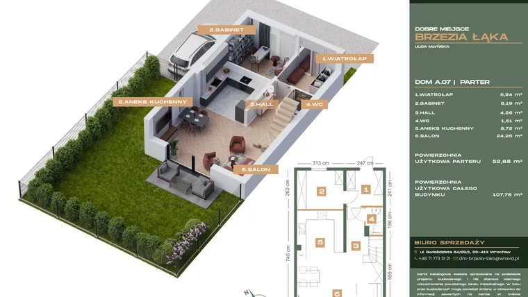 Rzut - Dom na sprzedaż 5 pokoi o powierzchni 107,79 m² - numer A.07 w Dobre Miejsce Brzezia Łąka