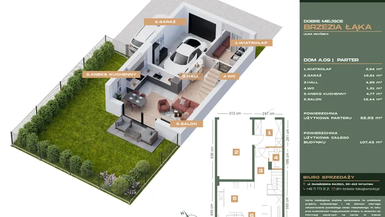 Rzut - Dom na sprzedaż 5 pokoi o powierzchni 107,43 m² - numer A.09 w Dobre Miejsce Brzezia Łąka