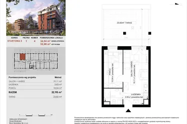 Rzut - Mieszkanie na sprzedaż 2 pokoje o powierzchni 32,98 m² - numer 4 w M|City