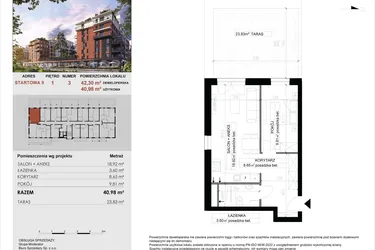 Rzut - Mieszkanie na sprzedaż 2 pokoje o powierzchni 40,98 m² - numer 3 w M|City