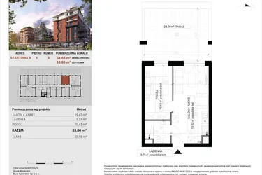 Rzut - Mieszkanie na sprzedaż 2 pokoje o powierzchni 33,8 m² - numer 8 w M|City