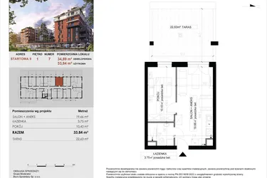 Rzut - Mieszkanie na sprzedaż 2 pokoje o powierzchni 33,84 m² - numer 7 w M|City
