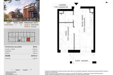 Rzut - Mieszkanie na sprzedaż 2 pokoje o powierzchni 32,92 m² - numer 11 w M|City