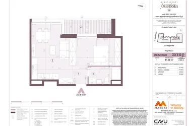 Rzut - Mieszkanie na sprzedaż 1 pokój o powierzchni 41,38 m² - numer B.02.07 w Apartamenty Józefińska