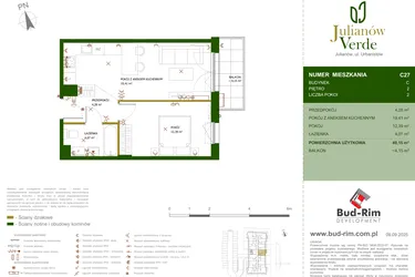 Rzut - Mieszkanie na sprzedaż 2 pokoje o powierzchni 40,15 m² - numer 27 w Julianów Verde