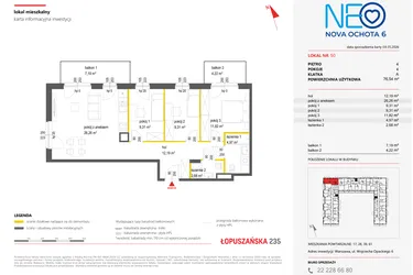 Rzut - Mieszkanie na sprzedaż 4 pokoje o powierzchni 76,54 m² - numer 50 w Neo Nova Ochota 6