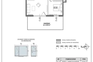 Rzut - Mieszkanie na sprzedaż 2 pokoje o powierzchni 49,15 m² - numer 9.A.01 w Urzeka bud. 9